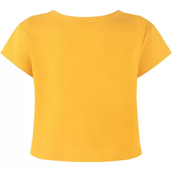 Noomelfish Girls Short Sleeve Crop Tops Kids Summer Dance Cropped TShirts 514 YearsGold Yellow
