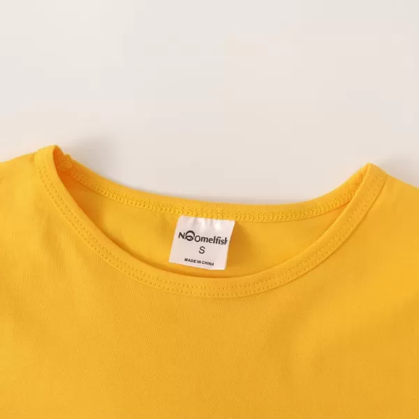 Noomelfish Girls Short Sleeve Crop Tops Kids Summer Dance Cropped TShirts 514 YearsGold Yellow