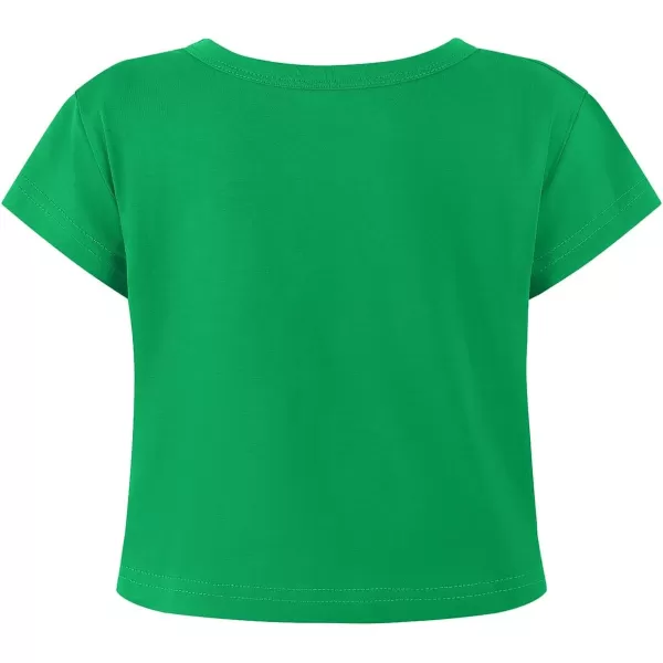 Noomelfish Girls Short Sleeve Crop Tops Kids Summer Dance Cropped TShirts 514 YearsGreen