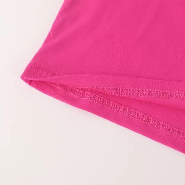 Noomelfish Girls Short Sleeve Crop Tops Kids Summer Dance Cropped TShirts 514 YearsHot Pink