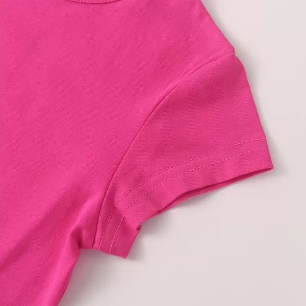 Noomelfish Girls Short Sleeve Crop Tops Kids Summer Dance Cropped TShirts 514 YearsHot Pink