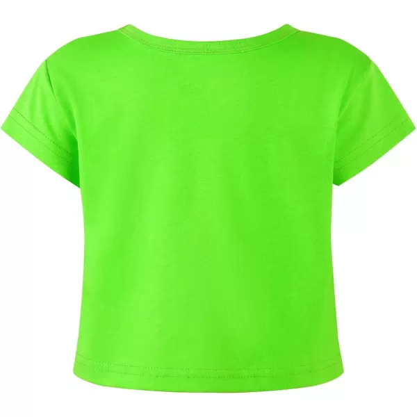 Noomelfish Girls Short Sleeve Crop Tops Kids Summer Dance Cropped TShirts 514 YearsNeon Green