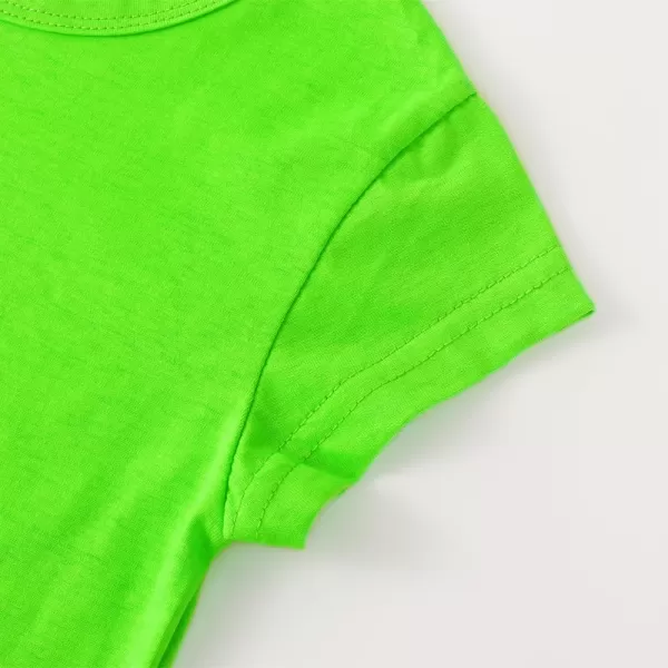 Noomelfish Girls Short Sleeve Crop Tops Kids Summer Dance Cropped TShirts 514 YearsNeon Green