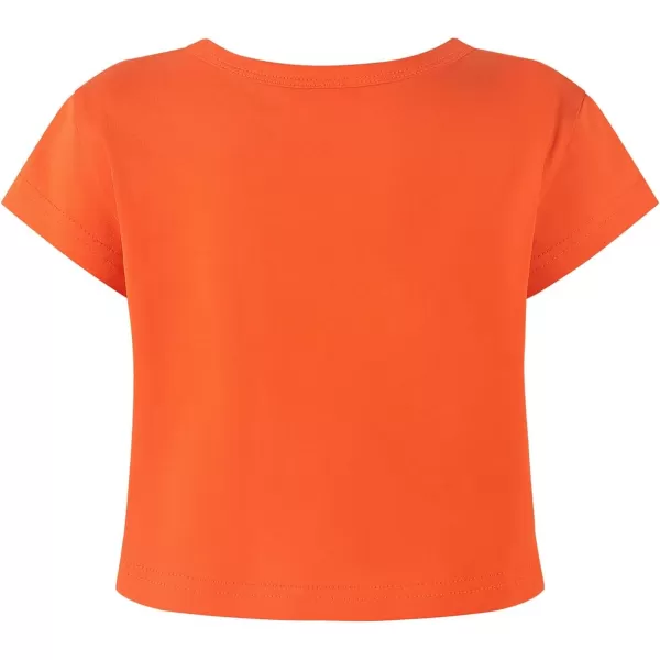 Noomelfish Girls Short Sleeve Crop Tops Kids Summer Dance Cropped TShirts 514 YearsOrange