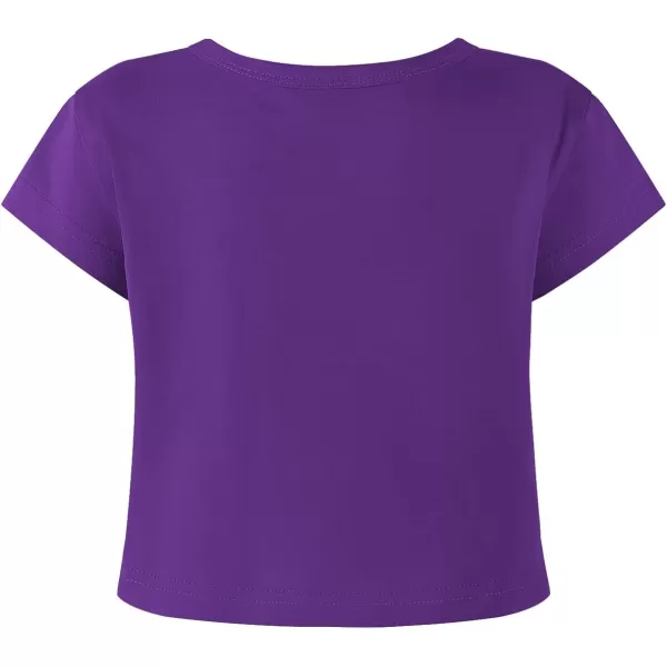 Noomelfish Girls Short Sleeve Crop Tops Kids Summer Dance Cropped TShirts 514 YearsPurple
