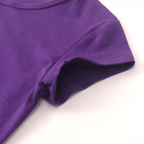 Noomelfish Girls Short Sleeve Crop Tops Kids Summer Dance Cropped TShirts 514 YearsPurple