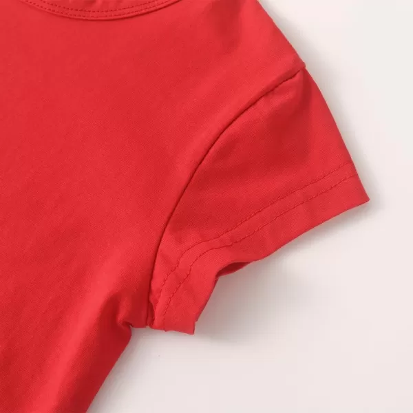 Noomelfish Girls Short Sleeve Crop Tops Kids Summer Dance Cropped TShirts 514 YearsRed