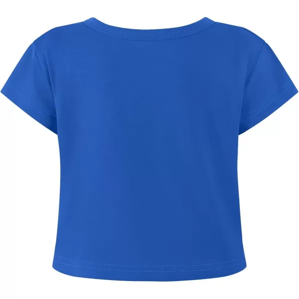 Noomelfish Girls Short Sleeve Crop Tops Kids Summer Dance Cropped TShirts 514 YearsRoyal Blue