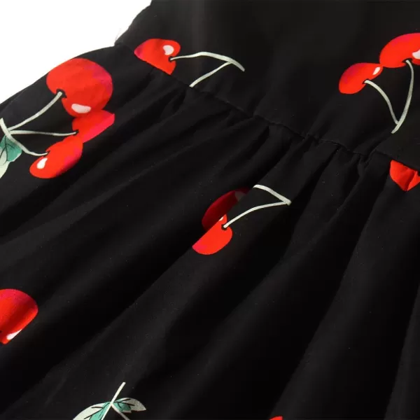 Noomelfish Girls Short Sleeve Floral Dress Casual Flower Printed Smocked Dresses 212 YearsBlack Cherry