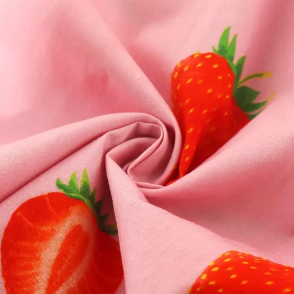 Noomelfish Girls Short Sleeve Floral Dress Casual Flower Printed Smocked Dresses 212 YearsPink Strawberry