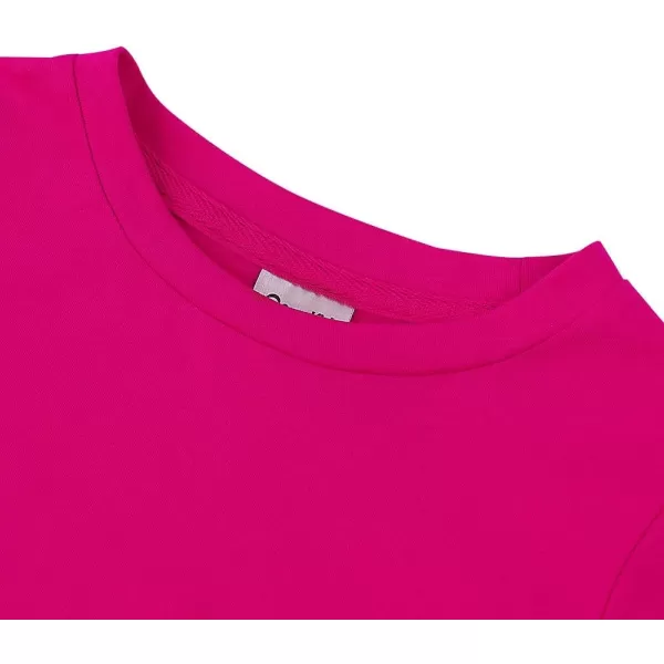 Noomelfish Girls Short Sleeve Fringe TShirts Soft Jersey Cotton Tee Tops 312 YearsHot Pink