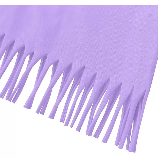 Noomelfish Girls Short Sleeve Fringe TShirts Soft Jersey Cotton Tee Tops 312 YearsLilac Purple