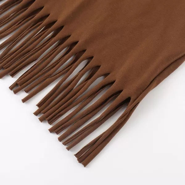 Noomelfish Girls Short Sleeve Fringe TShirts Soft Jersey Cotton Tee Tops 312 YearsRust Brown