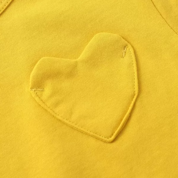 Noomelfish Girls Short Sleeve Heart Pocket Tshirts Casual Cotton Tee Tops Blouse 512 YearsGold Yellow