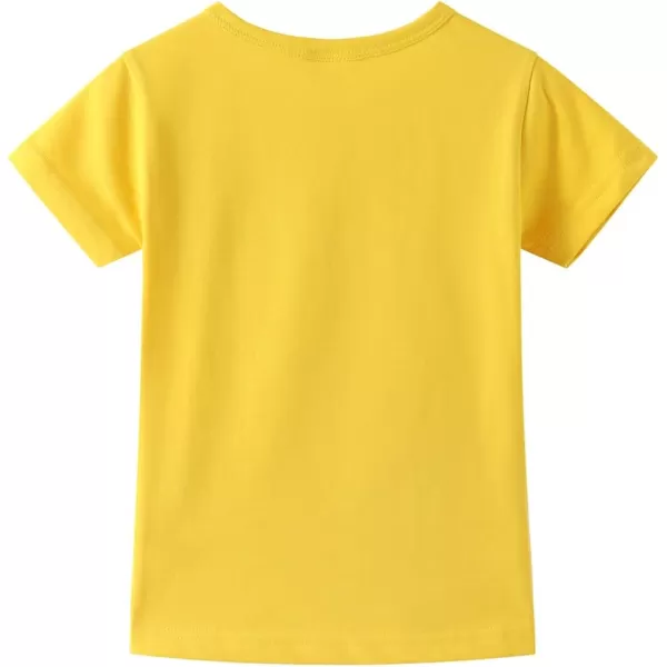 Noomelfish Girls Short Sleeve Heart Pocket Tshirts Casual Cotton Tee Tops Blouse 512 YearsGold Yellow