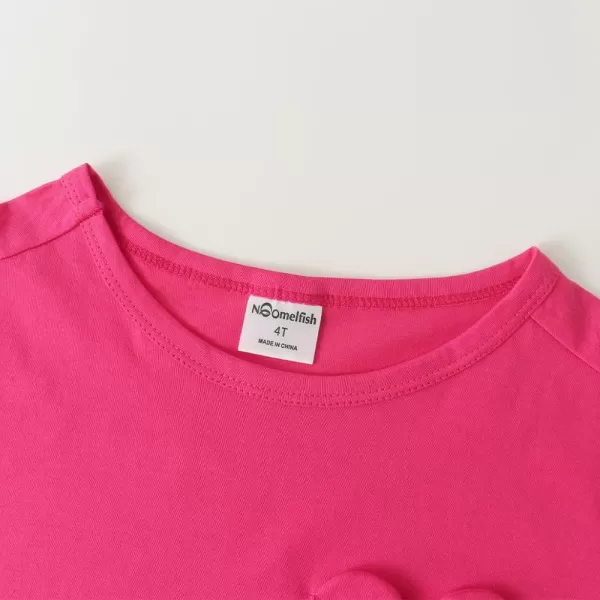 Noomelfish Girls Short Sleeve Heart Pocket Tshirts Casual Cotton Tee Tops Blouse 512 YearsHot Pink
