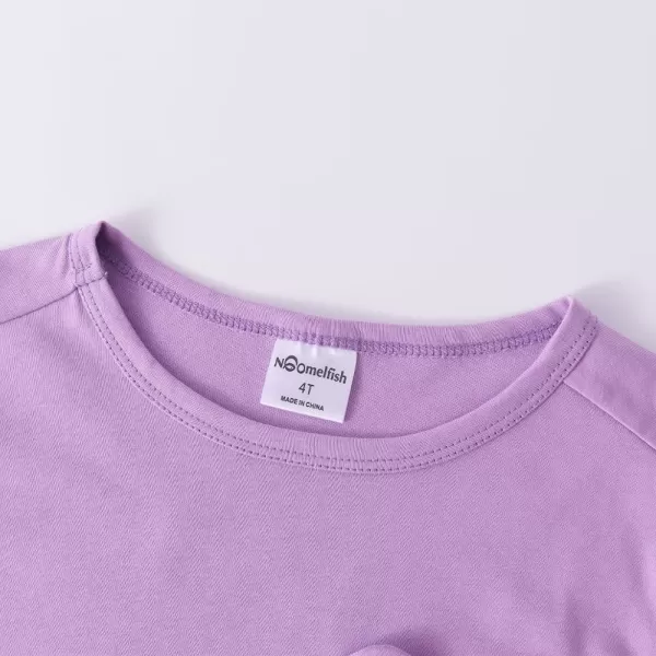 Noomelfish Girls Short Sleeve Heart Pocket Tshirts Casual Cotton Tee Tops Blouse 512 YearsLilac Purple
