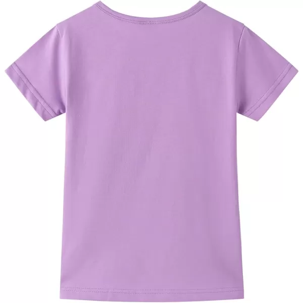 Noomelfish Girls Short Sleeve Heart Pocket Tshirts Casual Cotton Tee Tops Blouse 512 YearsLilac Purple