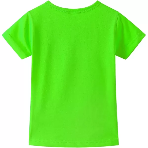 Noomelfish Girls Short Sleeve Heart Pocket Tshirts Casual Cotton Tee Tops Blouse 512 YearsNeon Green