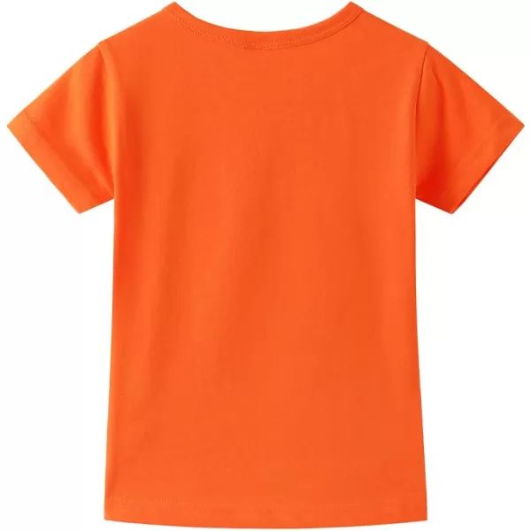 Noomelfish Girls Short Sleeve Heart Pocket Tshirts Casual Cotton Tee Tops Blouse 512 YearsOrange