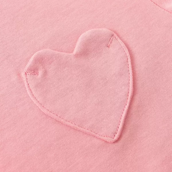 Noomelfish Girls Short Sleeve Heart Pocket Tshirts Casual Cotton Tee Tops Blouse 512 YearsPink