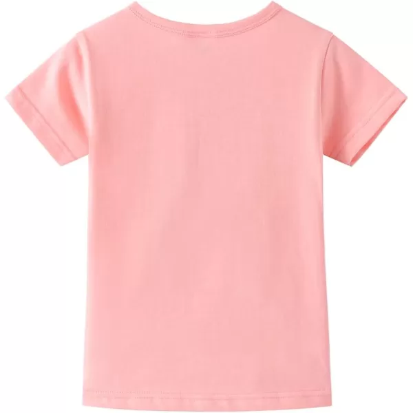 Noomelfish Girls Short Sleeve Heart Pocket Tshirts Casual Cotton Tee Tops Blouse 512 YearsPink