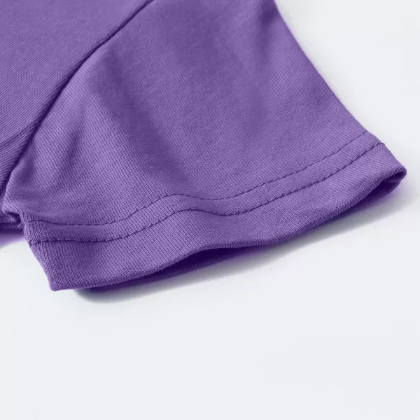 Noomelfish Girls Short Sleeve Heart Pocket Tshirts Casual Cotton Tee Tops Blouse 512 YearsPurple