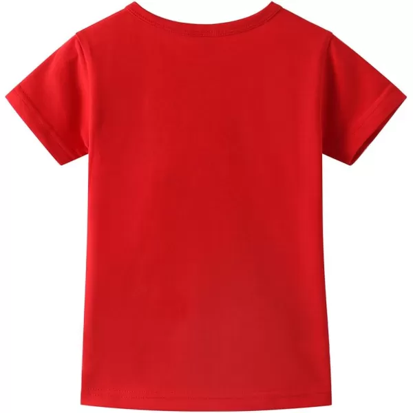 Noomelfish Girls Short Sleeve Heart Pocket Tshirts Casual Cotton Tee Tops Blouse 512 YearsRed