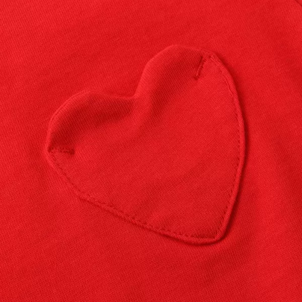 Noomelfish Girls Short Sleeve Heart Pocket Tshirts Casual Cotton Tee Tops Blouse 512 YearsRed