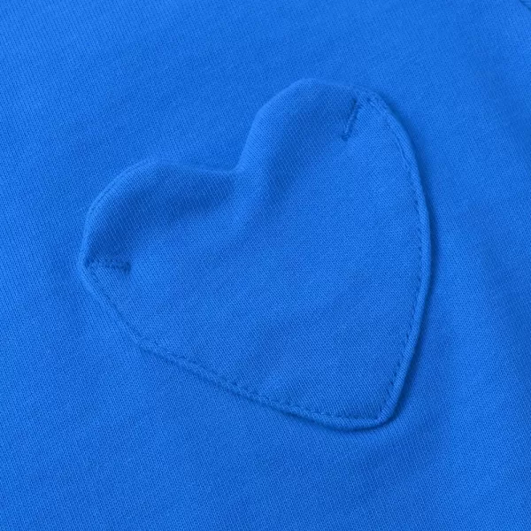 Noomelfish Girls Short Sleeve Heart Pocket Tshirts Casual Cotton Tee Tops Blouse 512 YearsRoyal Blue