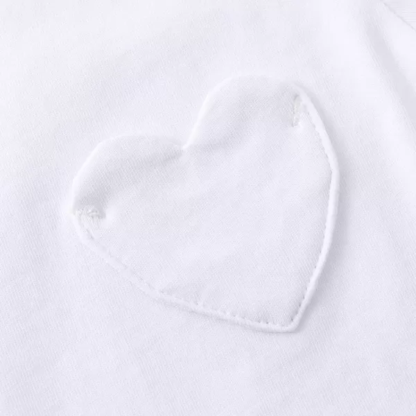 Noomelfish Girls Short Sleeve Heart Pocket Tshirts Casual Cotton Tee Tops Blouse 512 YearsWhite