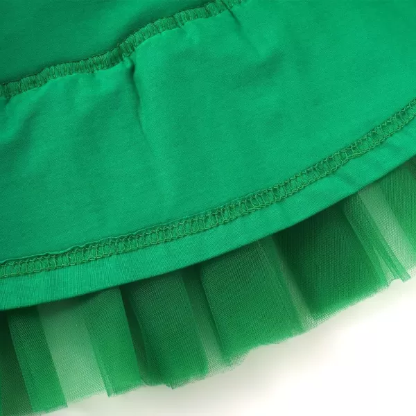 Noomelfish Girls Short Sleeve Layered Tulle Tutu Dress Ruffle Tiered Summer Princess Party Sundress 28 YearsGreen