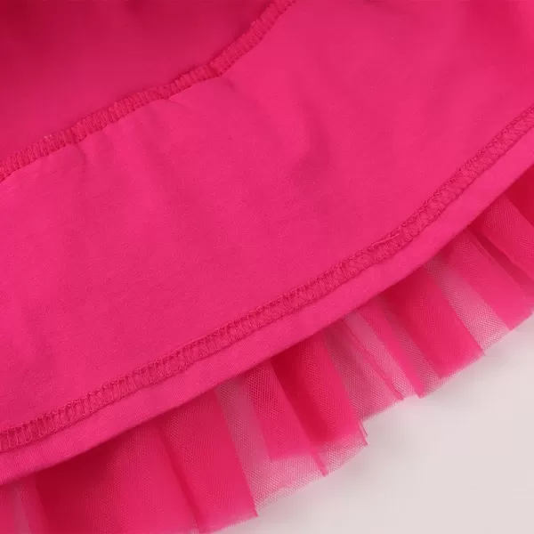 Noomelfish Girls Short Sleeve Layered Tulle Tutu Dress Ruffle Tiered Summer Princess Party Sundress 28 YearsHot Pink
