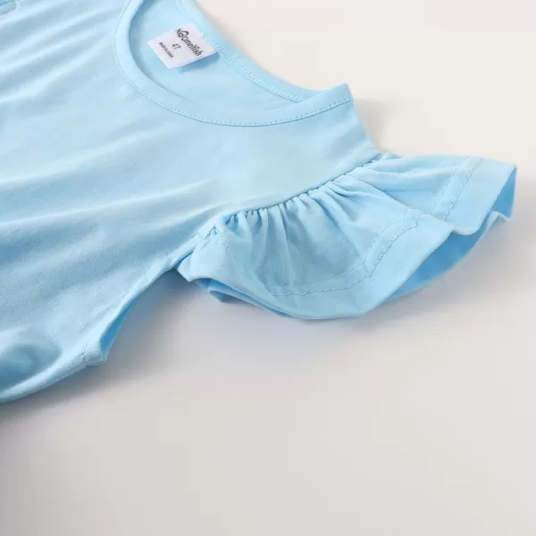 Noomelfish Girls Short Sleeve Layered Tulle Tutu Dress Ruffle Tiered Summer Princess Party Sundress 28 YearsLight Blue
