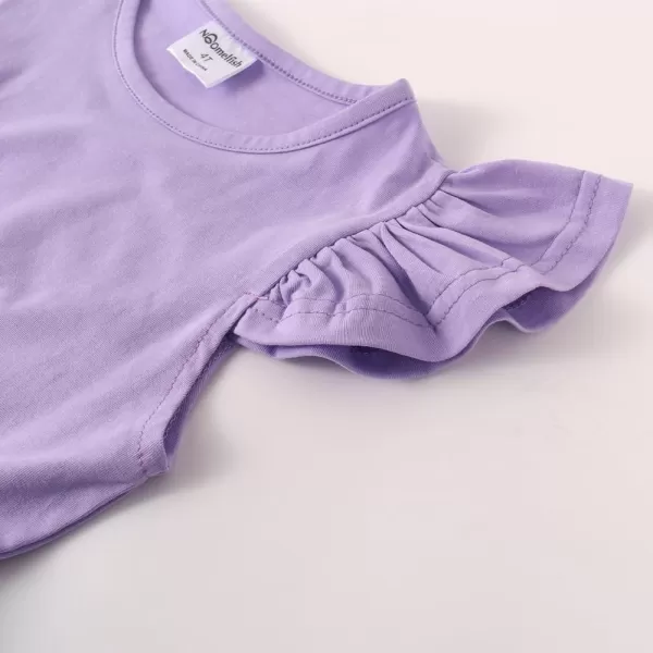 Noomelfish Girls Short Sleeve Layered Tulle Tutu Dress Ruffle Tiered Summer Princess Party Sundress 28 YearsLilac Purple