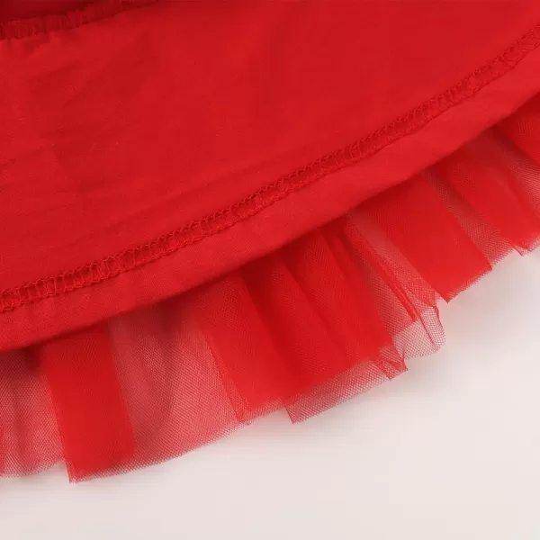 Noomelfish Girls Short Sleeve Layered Tulle Tutu Dress Ruffle Tiered Summer Princess Party Sundress 28 YearsRed