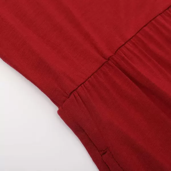 Noomelfish Girls Short Sleeve Maxi Dress Solid Color Casual Long Dresses with Pockets 412 YearsBurgundy