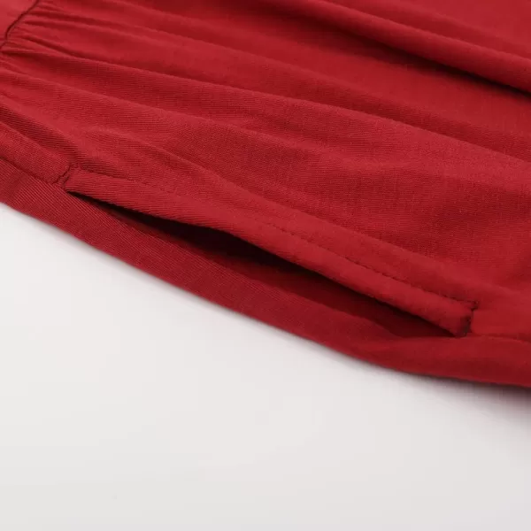 Noomelfish Girls Short Sleeve Maxi Dress Solid Color Casual Long Dresses with Pockets 412 YearsBurgundy