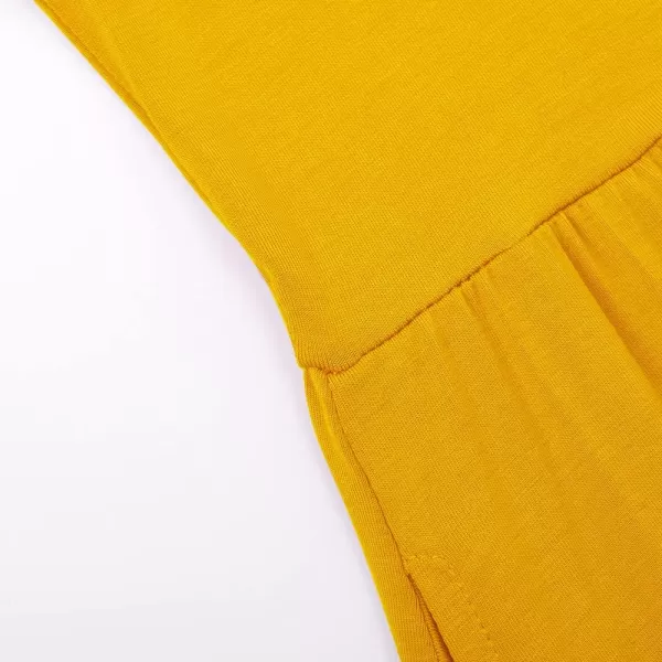 Noomelfish Girls Short Sleeve Maxi Dress Solid Color Casual Long Dresses with Pockets 412 YearsMustard
