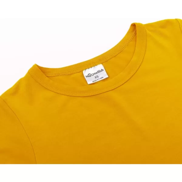 Noomelfish Girls Short Sleeve Maxi Dress Solid Color Casual Long Dresses with Pockets 412 YearsMustard