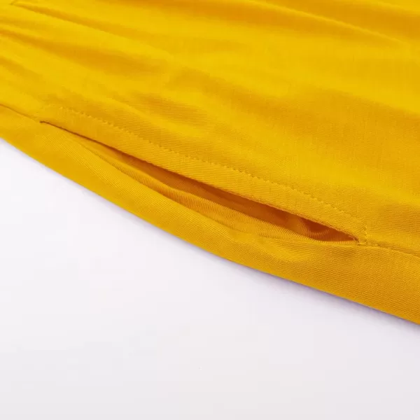 Noomelfish Girls Short Sleeve Maxi Dress Solid Color Casual Long Dresses with Pockets 412 YearsMustard