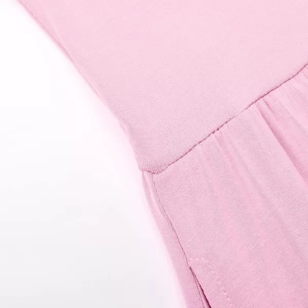 Noomelfish Girls Short Sleeve Maxi Dress Solid Color Casual Long Dresses with Pockets 412 YearsPink