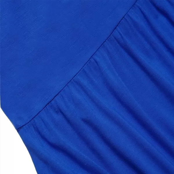Noomelfish Girls Short Sleeve Maxi Dress Solid Color Casual Long Dresses with Pockets 412 YearsRoyal Blue
