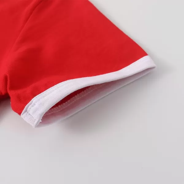 Noomelfish Girls Short Sleeve Ringer Tee Tops Contrast Binding Cotton Tshirts 512 YearsRed and White