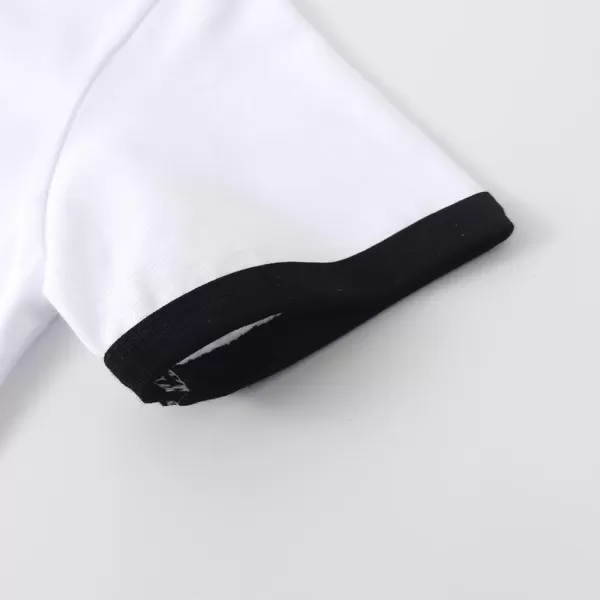Noomelfish Girls Short Sleeve Ringer Tee Tops Contrast Binding Cotton Tshirts 512 YearsWhite and Black