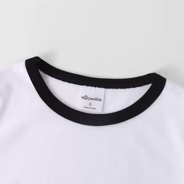 Noomelfish Girls Short Sleeve Ringer Tee Tops Contrast Binding Cotton Tshirts 512 YearsWhite and Black