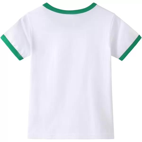 Noomelfish Girls Short Sleeve Ringer Tee Tops Contrast Binding Cotton Tshirts 512 YearsWhite and Green