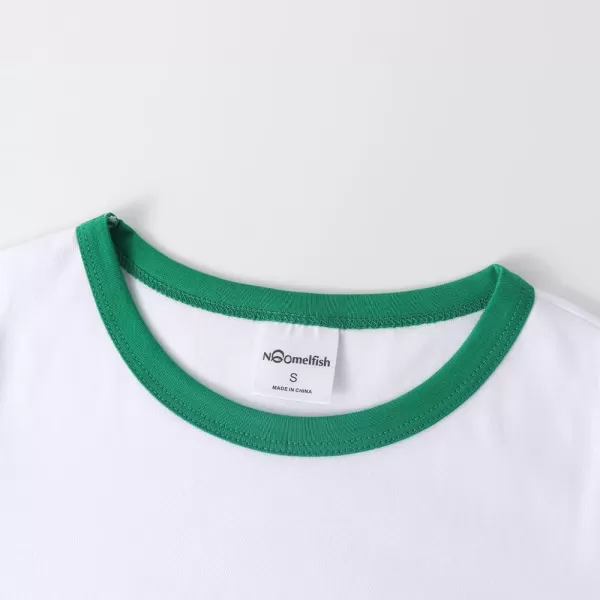 Noomelfish Girls Short Sleeve Ringer Tee Tops Contrast Binding Cotton Tshirts 512 YearsWhite and Green