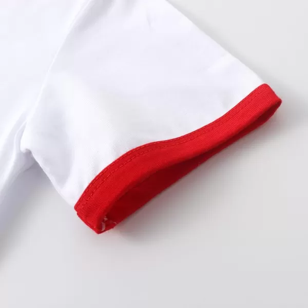 Noomelfish Girls Short Sleeve Ringer Tee Tops Contrast Binding Cotton Tshirts 512 YearsWhite and Red