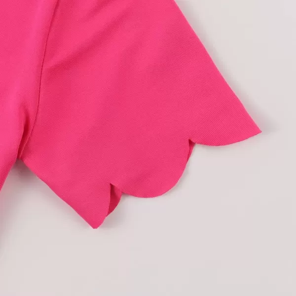 Noomelfish Girls Short Sleeve Scalloped Edge TShirts Casual Cute Summer Tee Tops Blouse 512 YearsHot Pink